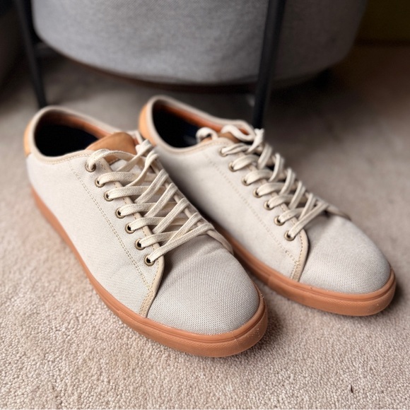 portland leather goods Other - Portland Leather - Patina Canvas & Leather Low Top Sneakers 9.5 Tan & Brown
